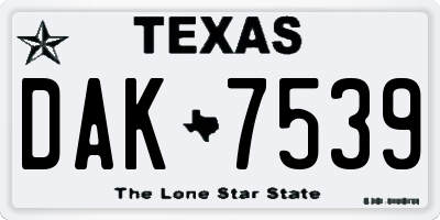 TX license plate DAK7539