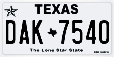 TX license plate DAK7540