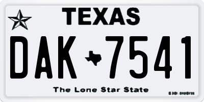 TX license plate DAK7541