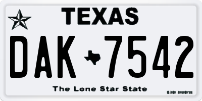 TX license plate DAK7542
