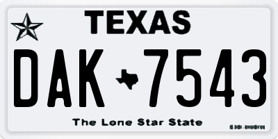 TX license plate DAK7543