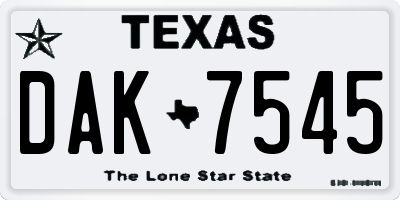 TX license plate DAK7545