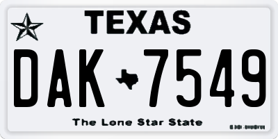 TX license plate DAK7549