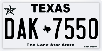 TX license plate DAK7550