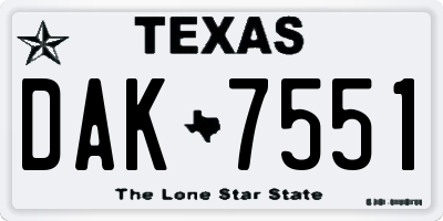 TX license plate DAK7551