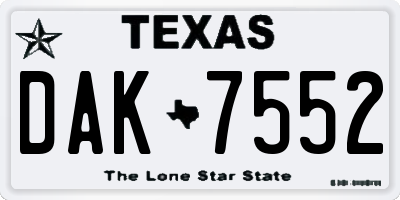 TX license plate DAK7552