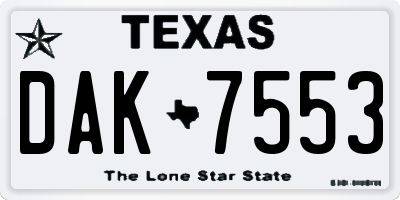 TX license plate DAK7553