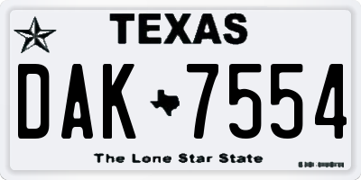 TX license plate DAK7554