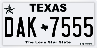 TX license plate DAK7555