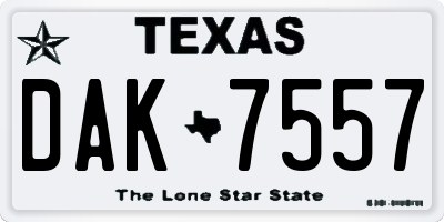 TX license plate DAK7557