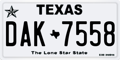 TX license plate DAK7558