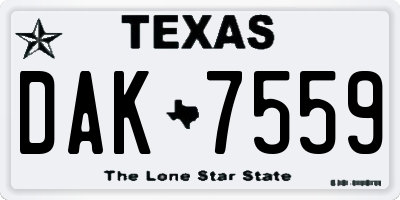 TX license plate DAK7559