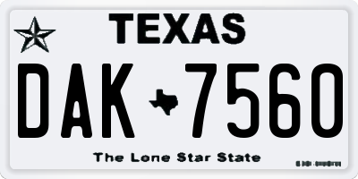 TX license plate DAK7560