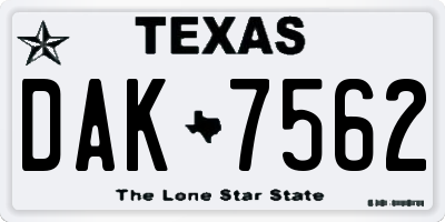 TX license plate DAK7562