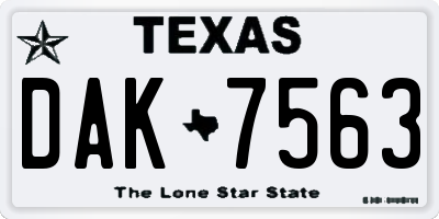 TX license plate DAK7563