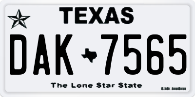 TX license plate DAK7565