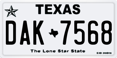 TX license plate DAK7568