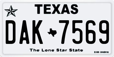 TX license plate DAK7569