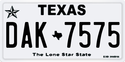 TX license plate DAK7575