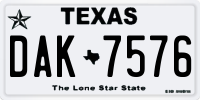 TX license plate DAK7576