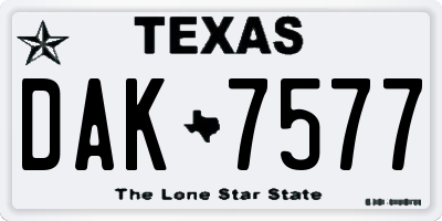 TX license plate DAK7577