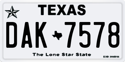 TX license plate DAK7578