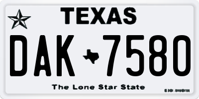 TX license plate DAK7580