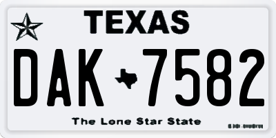 TX license plate DAK7582