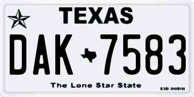 TX license plate DAK7583