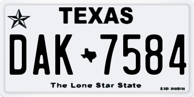 TX license plate DAK7584