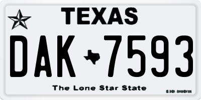 TX license plate DAK7593