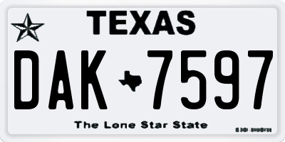 TX license plate DAK7597