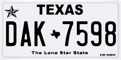 TX license plate DAK7598