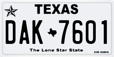 TX license plate DAK7601