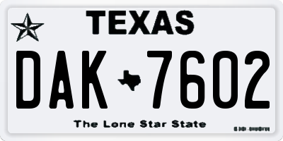 TX license plate DAK7602