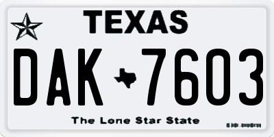 TX license plate DAK7603