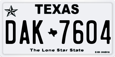 TX license plate DAK7604