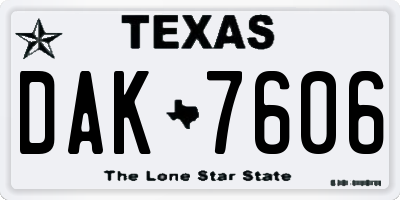 TX license plate DAK7606