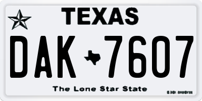 TX license plate DAK7607