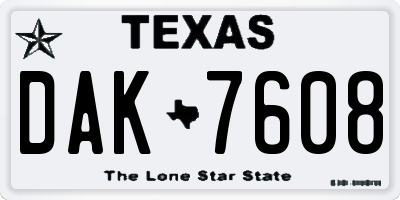 TX license plate DAK7608