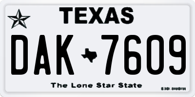 TX license plate DAK7609