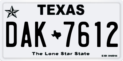 TX license plate DAK7612