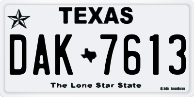 TX license plate DAK7613