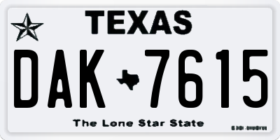 TX license plate DAK7615