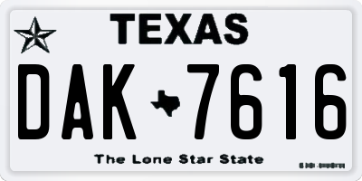 TX license plate DAK7616
