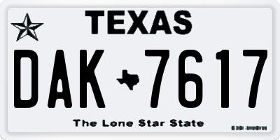 TX license plate DAK7617