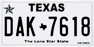 TX license plate DAK7618