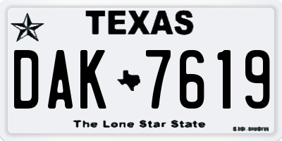 TX license plate DAK7619