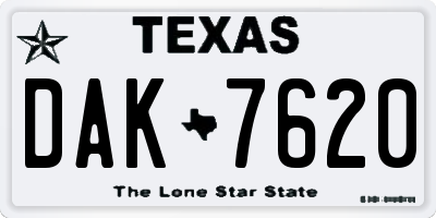 TX license plate DAK7620