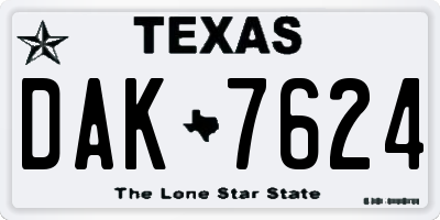 TX license plate DAK7624